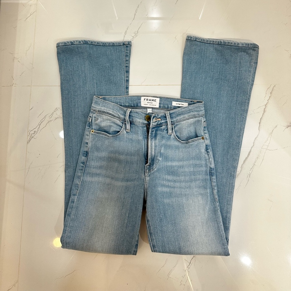 Frame Denim Light Blue Flare & Wide Leg Jeans
